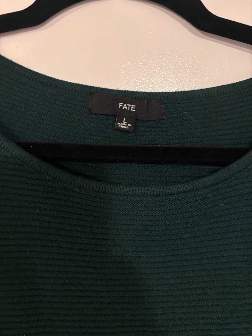 FATE Ribbed Crewneck Sweater in Teal Green